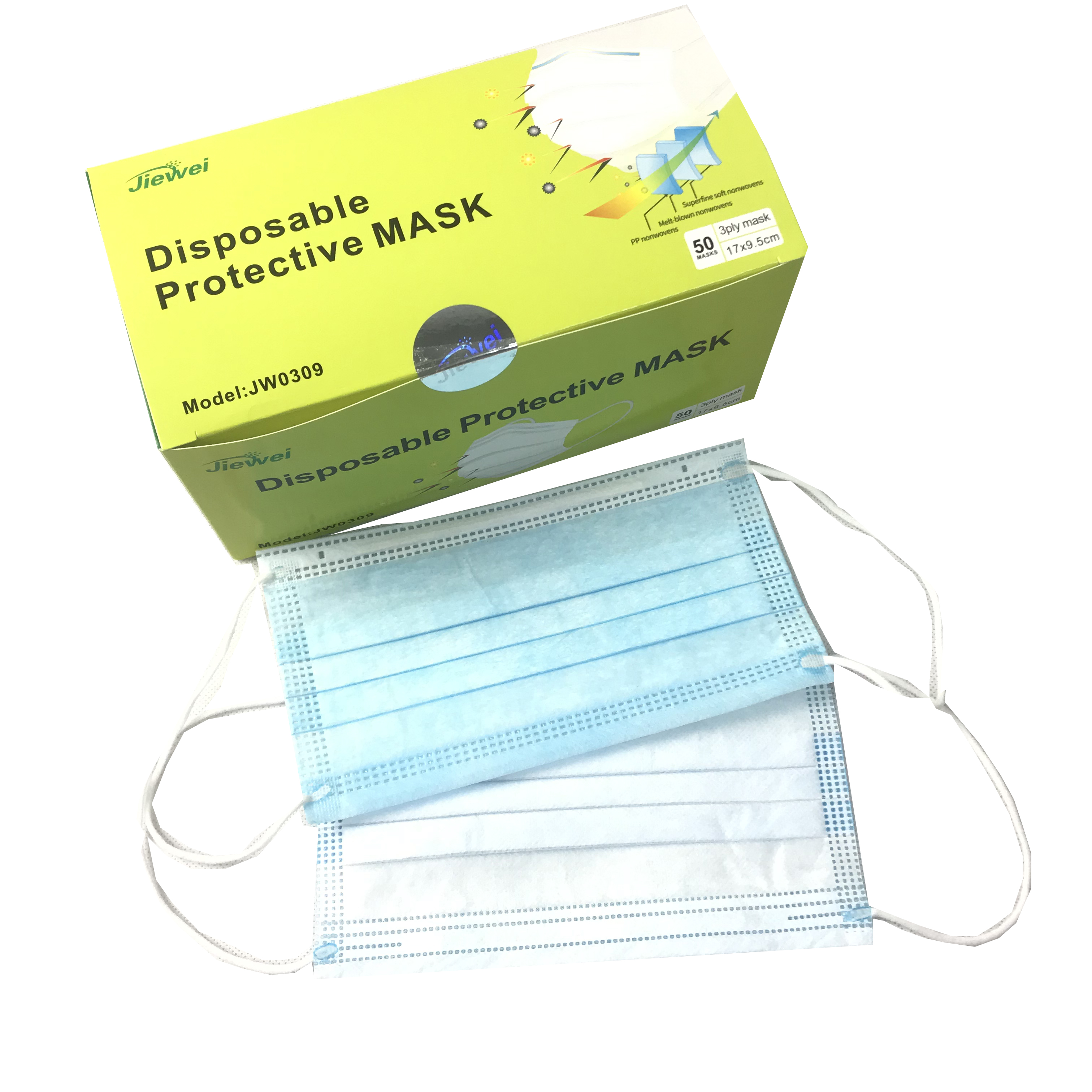 Disposable Three-layer civil face mask with eraloop Meltblown layer Breathable and soft