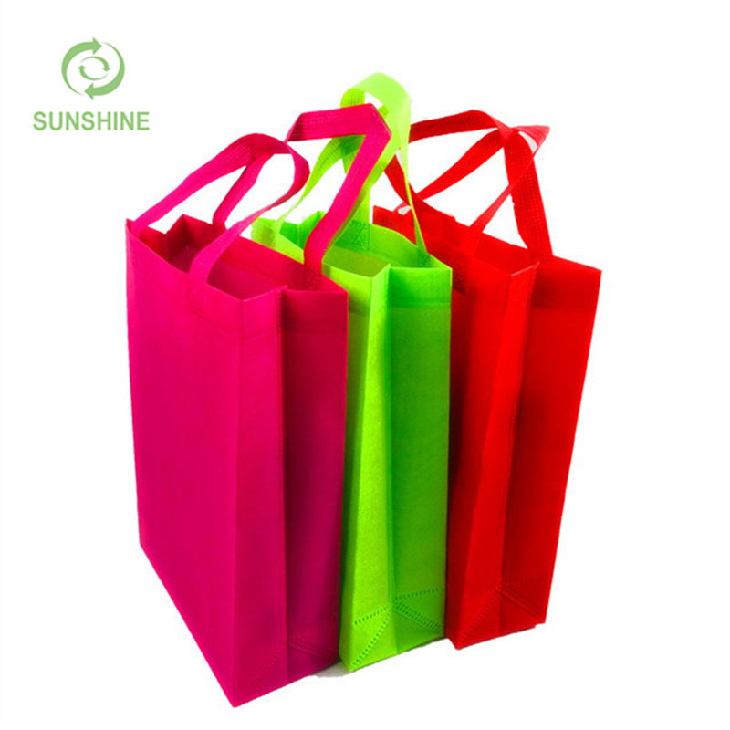 Eco Foldable Colorful 100%PP Spunbond Nonwoven Handle Shopping Tote Bag